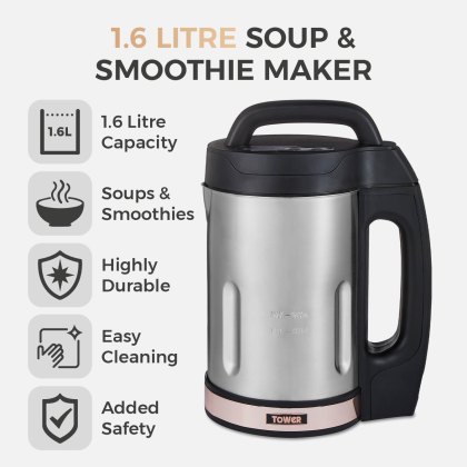 Tower 1.6L Soup Maker Rose Gold Accents