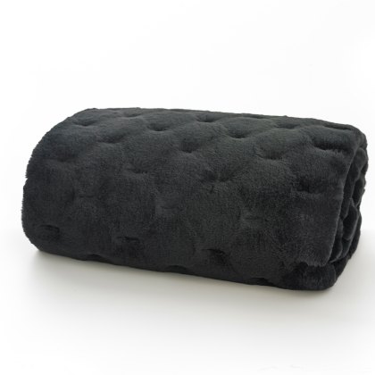 Dakota Black Faux Fur Throw