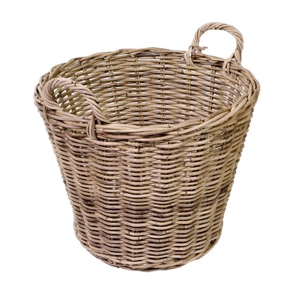 Stow Green Grey Rattan Round Log Basket Stow Green Grey Rattan Round Log Basket