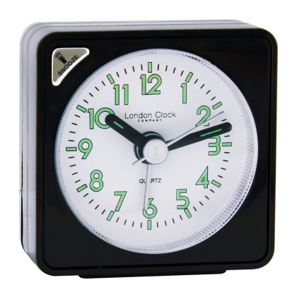 London Clock Company Black Square Mini Travel Alarm Clock