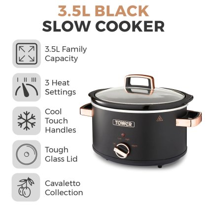 Caveletto Black 3.5L Slow Cooker