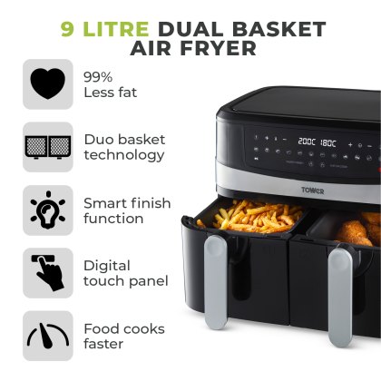 Tower Air Fryer Dual Basket 9L