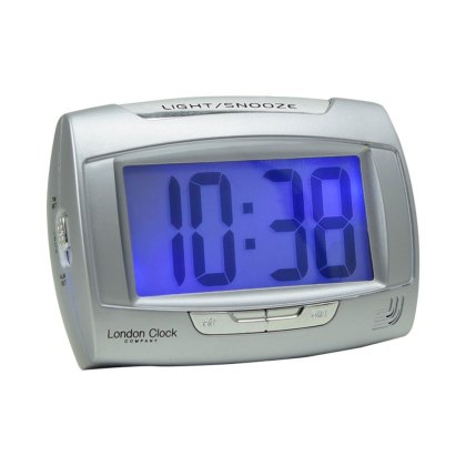 London Clock Company Silver Rectangle Digital Alarm Clock