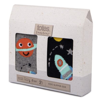 Totes Toasties Kids Space Slipper-Sox Twin Pack