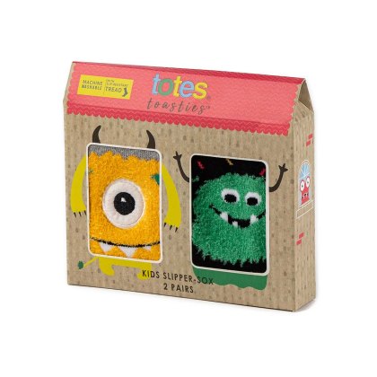 Totes Toasties Kids Monster Slipper-Sox Twin Pack