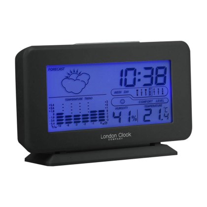 London Clock Company Black Weather Forecaster Alarm Clock