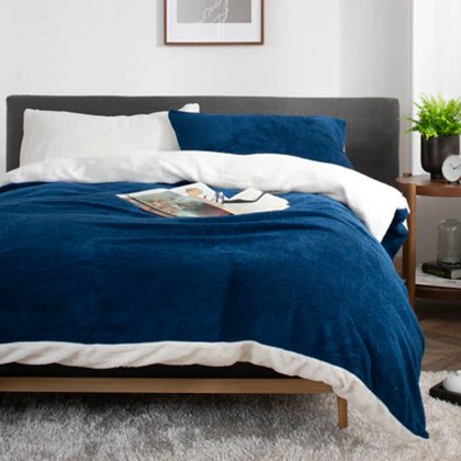 Teddington Navy Sherpa Duvet Cover Set