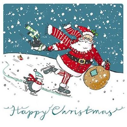 Paper House Santa Skating Boxed Cards