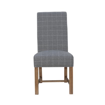 Chatsworth Oak Upholstered Grey Check Dining Chair
