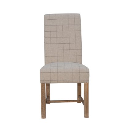 Chatsworth Oak Upholstered Natural Check Dining Chair