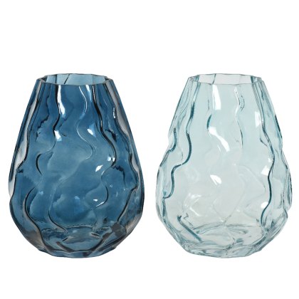 Kaemingk Blue Bubble Glass Vase