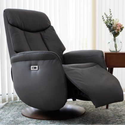 Hague Power Recliner Swivel Chair in Charcoal