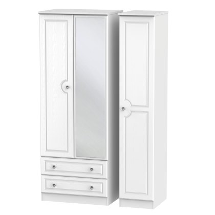 Krystal Tall Triple 2 Drawer Mirror Wardrobe Krystal Tall Triple 2 Drawer Mirror Wardrobe