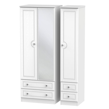 Krystal Tall Triple 2 Drawer Mirror + Drawer Wardrobe Krystal Tall Triple 2 Drawer Mirror + Drawer Wardrobe