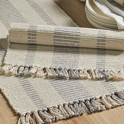 Recycled Cotton Stripe Runner Grey