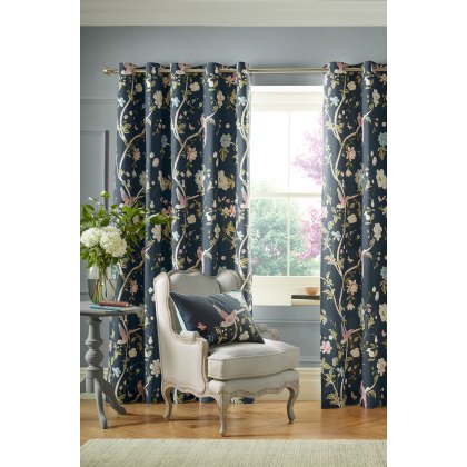 Laura Ashley Summer Palace Midnight Ready Made Curtains