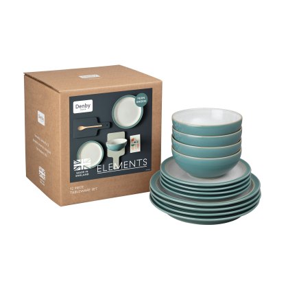 Denby Elements 12 Piece Tableware Set in Fern Green