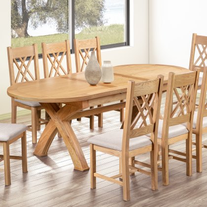 Gloucester Oak Oval 1.8m Cross Leg Dining Table