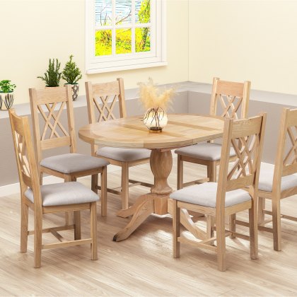 Gloucester Oak Round 1m Extending Dining Table