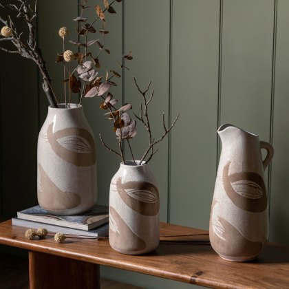 Gallery Direct Goya Pitcher Vase Reactive White Brown