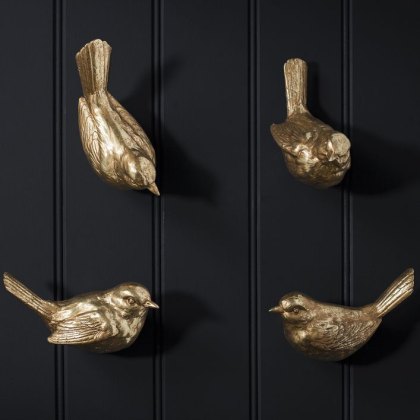 Gallery Direct Birdie Wall Hooks Set of 4 Gold