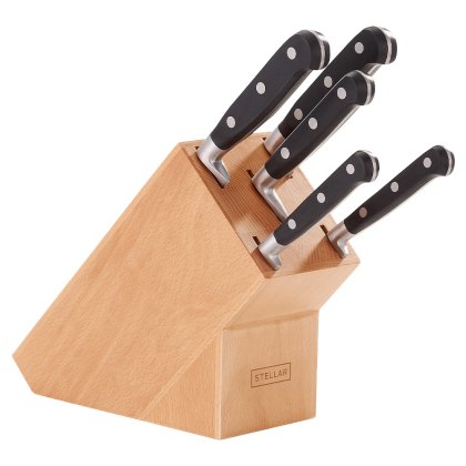 Stellar Classic 5 Piece Knife Block Wood