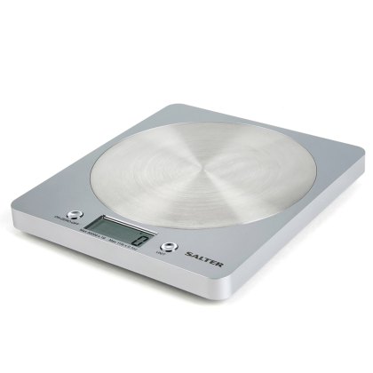 Salter Electronic Kitchen Scale with Jug in Silver Salter Electronic Kitchen Scale with Jug in Silver