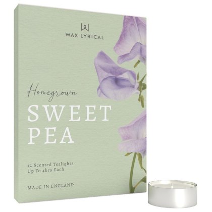 Wax Lyrical Home Grown 12 Pack Sweet Pea Tealights Wax Lyrical Home Grown 12 Pack Sweet Pea Tealights