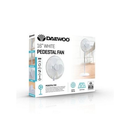 Daewoo 16" White Round Base Pedestal Fan