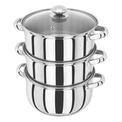 Judge Essentials 22cm 3 Tier Glass Lid Steamer Set Judge Essentials 22cm 3 Tier Glass Lid Steamer Set