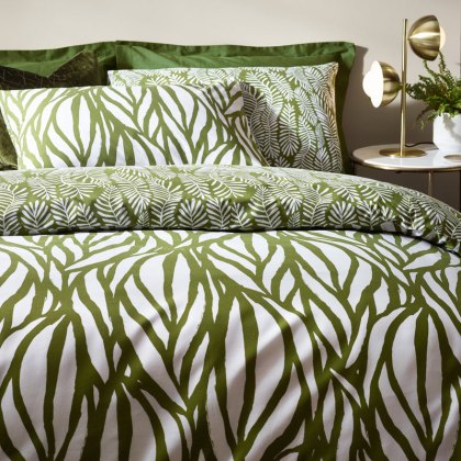 Hoem Frond Olive Abstract Cotton Rich Reversible Single Duvet Cover Set