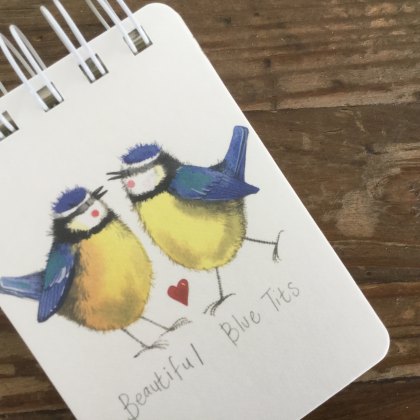 Alex Clark Beautiful Blue Tits Bird Small Spiral Notepad