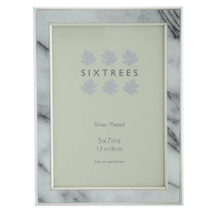 Sixtrees Georgette Silver Plated With Grey Marble Effect Photo Frame. Sixtrees Georgette Silver Plated With Grey Marble Effect Photo Frame.