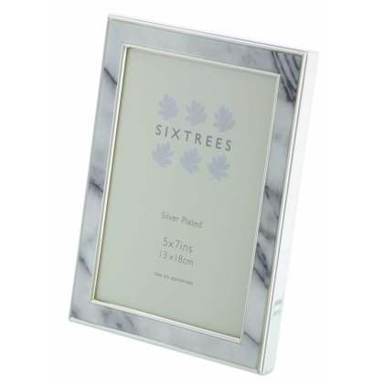 Sixtrees Georgette Silver Plated With Grey Marble Effect Photo Frame.