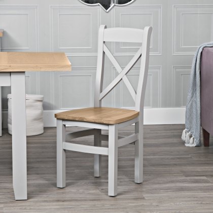 Derwent Grey 1.2m Table and 6 Wooden Cross Back Chairs