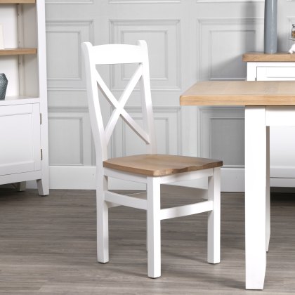 Derwent White 1.2m Table and 6 Wooden Cross Back Chairs