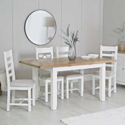 Derwent White 1.2m Table and 6 Fabric Ladder Back Chairs