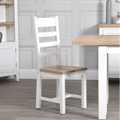 Derwent White 1.8m Table and 4 Wooden Ladder Back Chairs