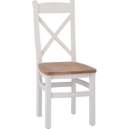 Derwent White Wooden Cross Back Chair
