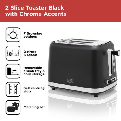 Black & Decker 2 Slice Toaster Black