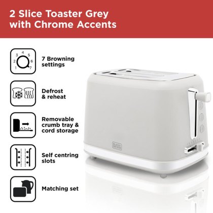 Black & Decker 2 Slice Toaster Grey