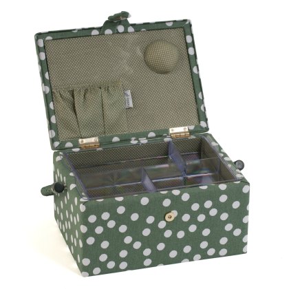 Khaki Green Spot Sewing Box