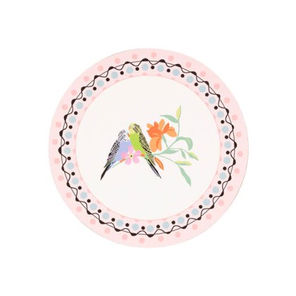 Cath Kidston Painted Table Set of 4 Budgie Cork Backed Round Coasters Cath Kidston Painted Table Set of 4 Budgie Cork Backed Round Coasters