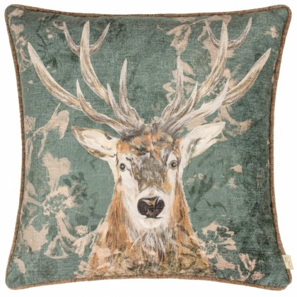 Evans Lichfield Avebury Stag Cushion Petrol