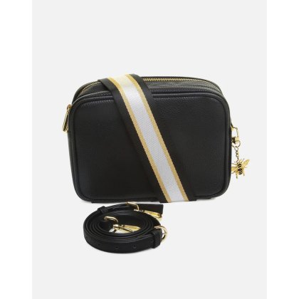 Alice Wheeler Black Soho double zipped cross body bag