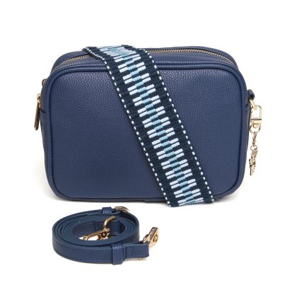 Alice Wheeler Navy Soho double zipped cross body bag