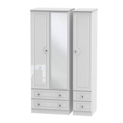 Edinburgh Tall Triple Mirrored Wardrobe With 2 Drawers