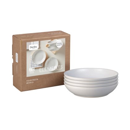 Denby Elements Stone White 4 Piece Pasta Bowl Set