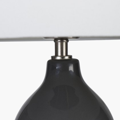 Gatsby Grey Ceramic Table Lamp with Brushed Silver Metal Detail