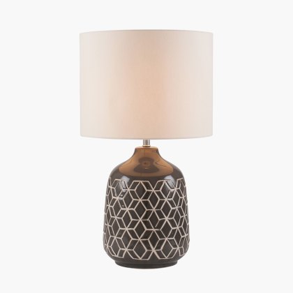 Athena Dark Grey Geo Ceramic Table Lamp